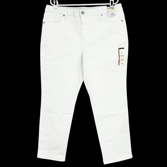 NWT Terra & Sky Womens Straight High Rise Stretch White Denim Jeans Plus Sz 16WP - Picture 1 of 9